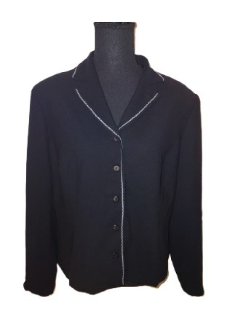 Vintage Contrast Trim Black Blazer
